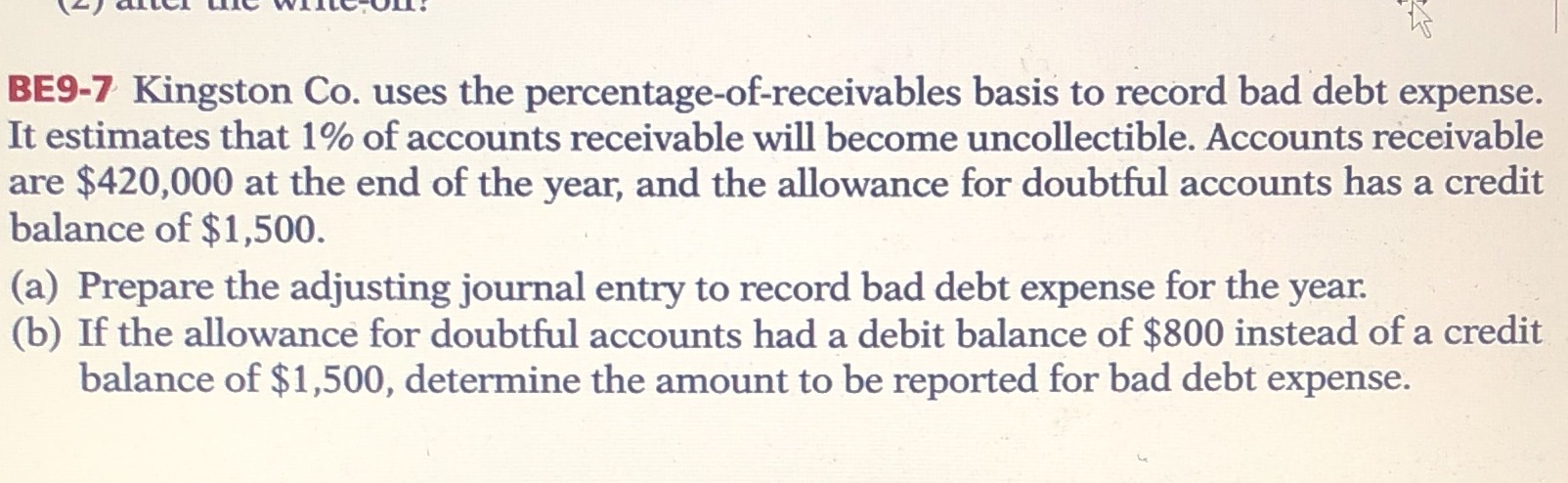 BE9-7 Kingston Co. uses the