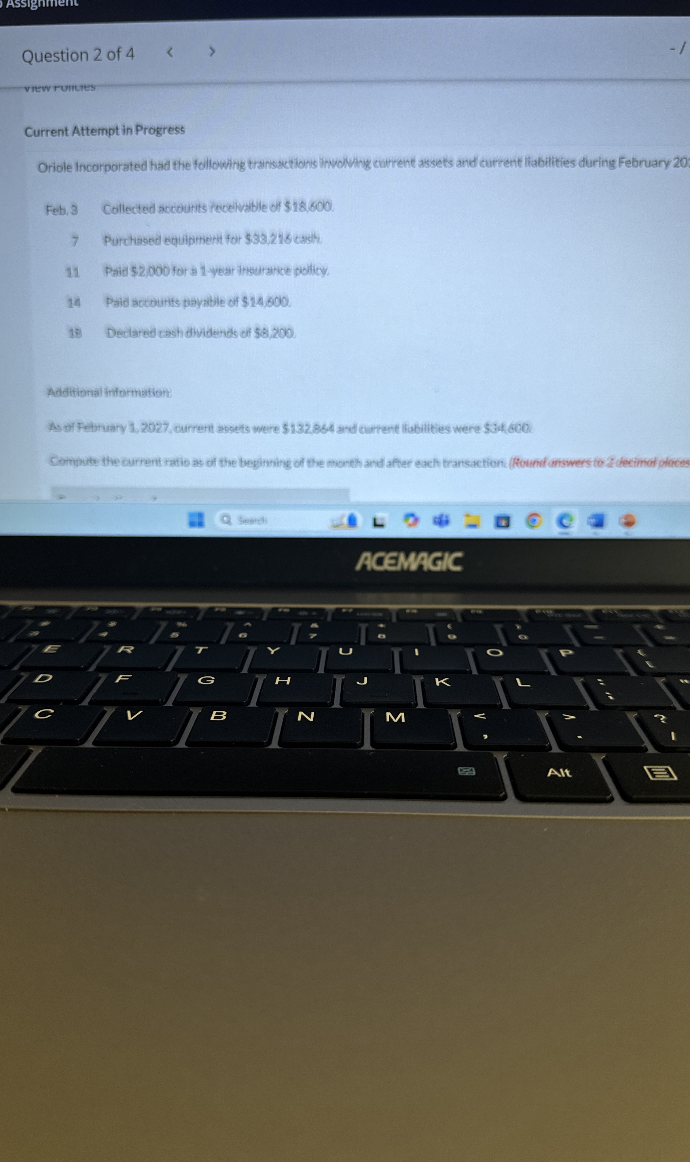 Question 2 of 4 - ? Current Attempt in Progress