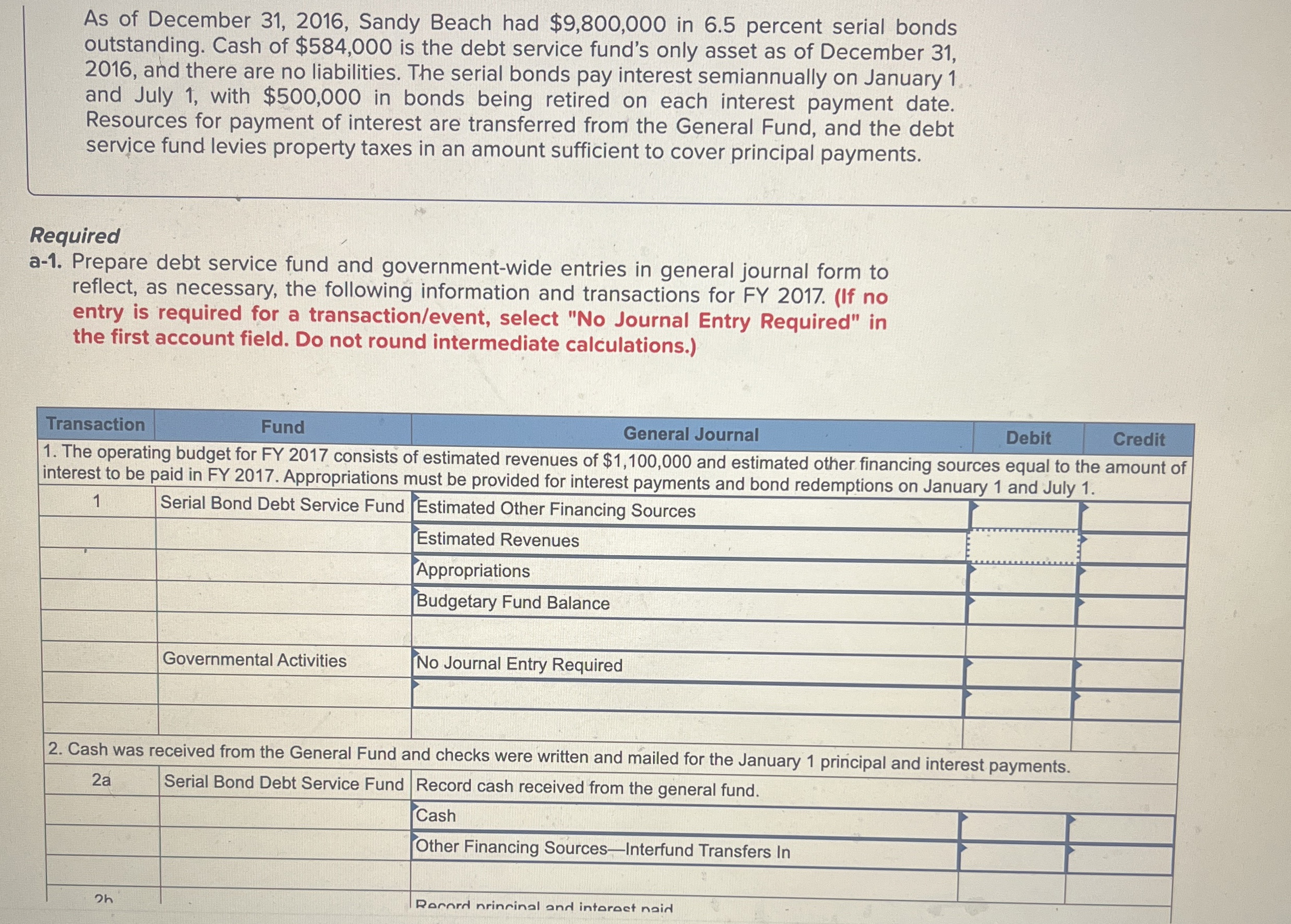 As of December 3 1 , 2 0 1 6 , Sandy Beach had $