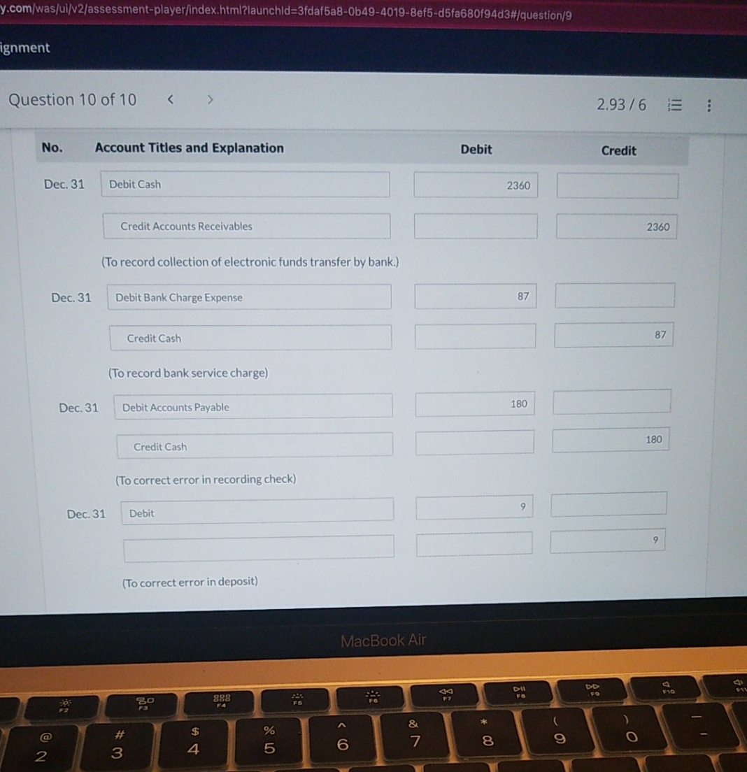 journal entries for less: error in recording