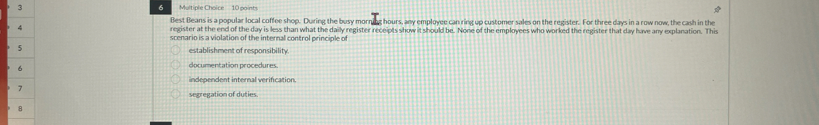 3 Multiple Choice 1 0 points Best Beans is a