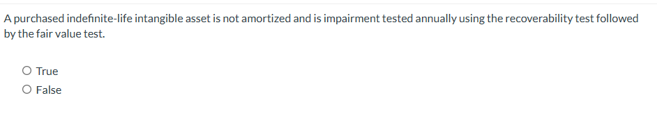 A purchased indefinite - life intangible asset is