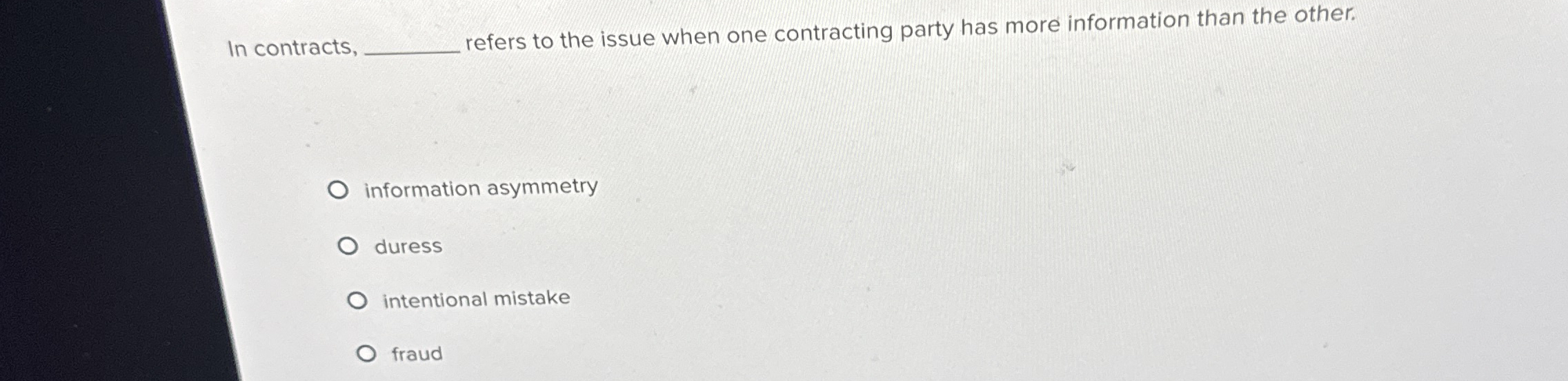 In contracts q , refers to the issue when one