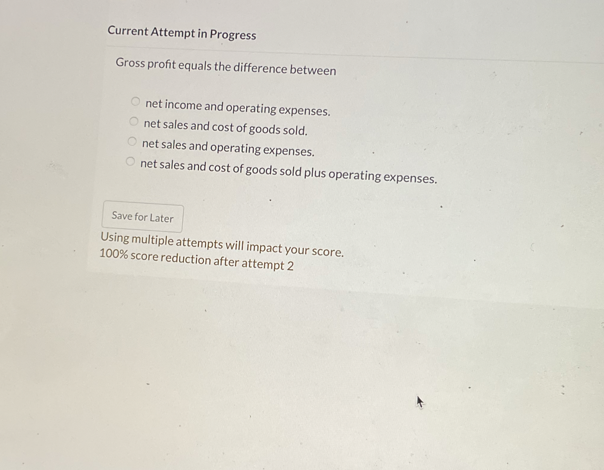 Current Attempt in Progress Gross profit equals