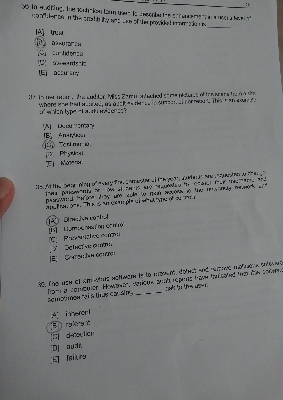 1 5 3 6 . In auditing, the technical term used to