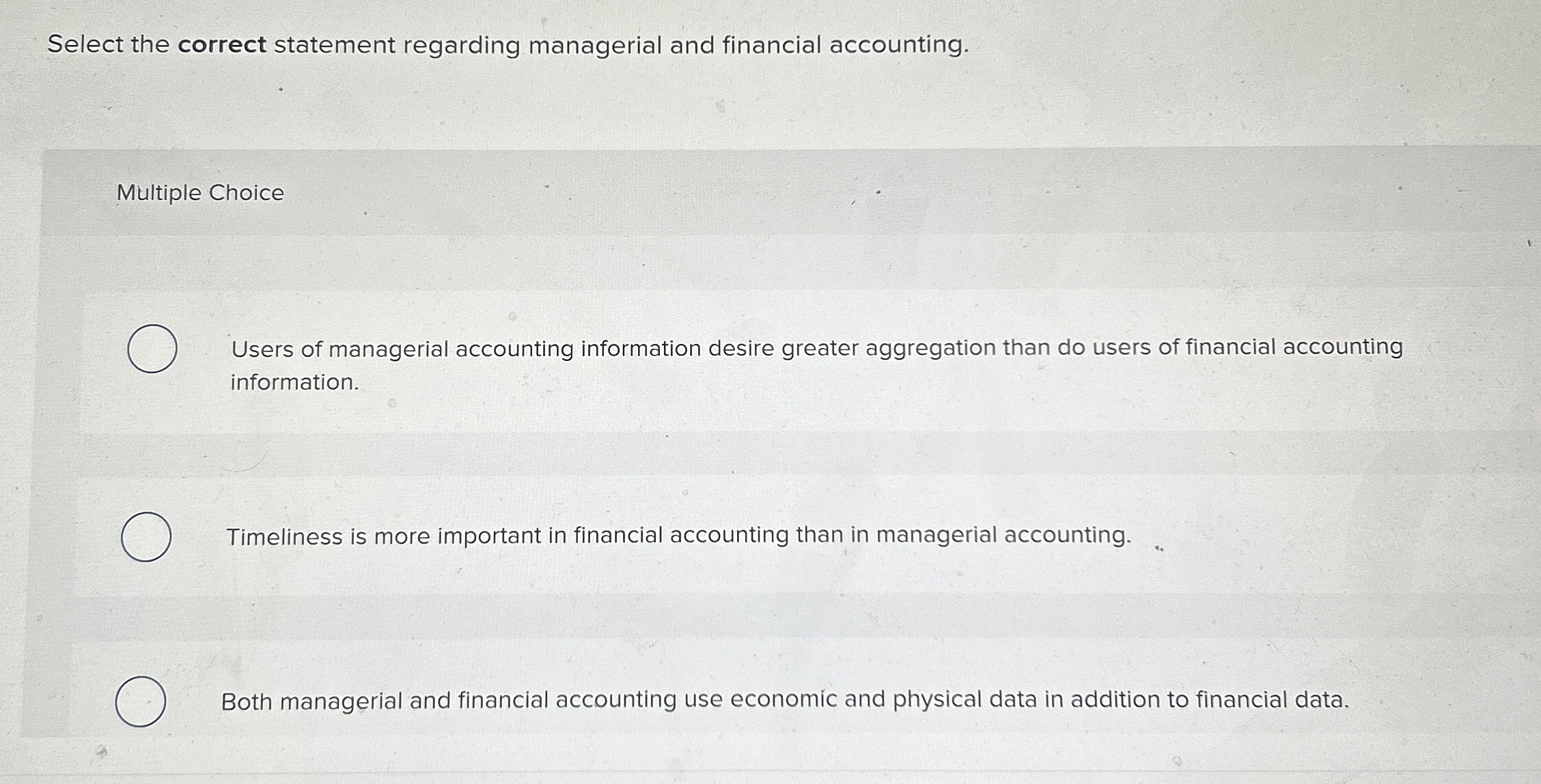Select the correct statement regarding managerial