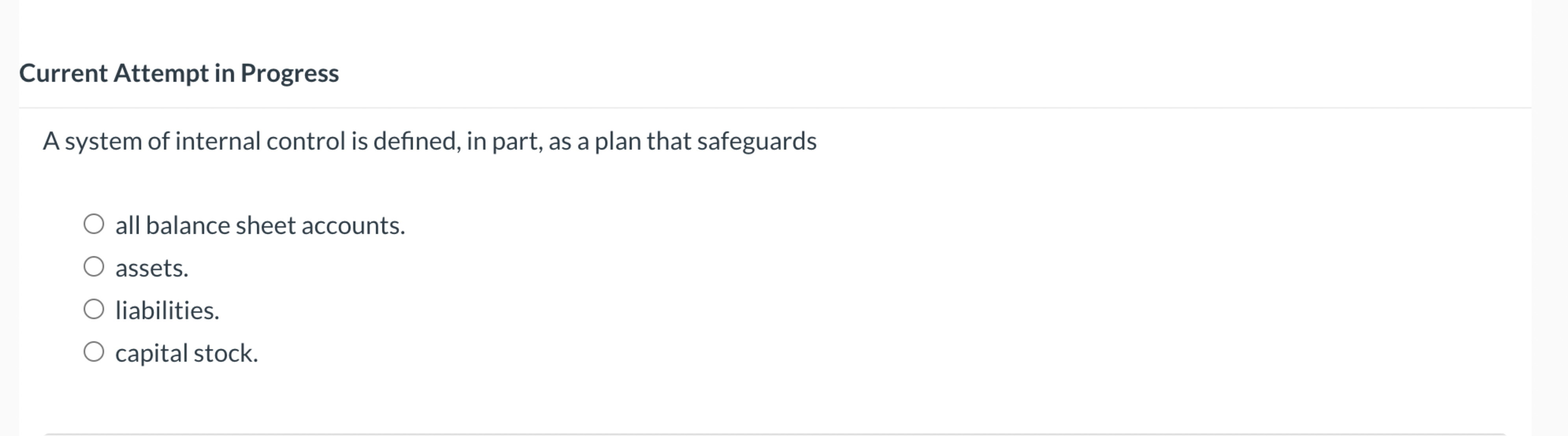 Current Attempt in Progress A system of internal