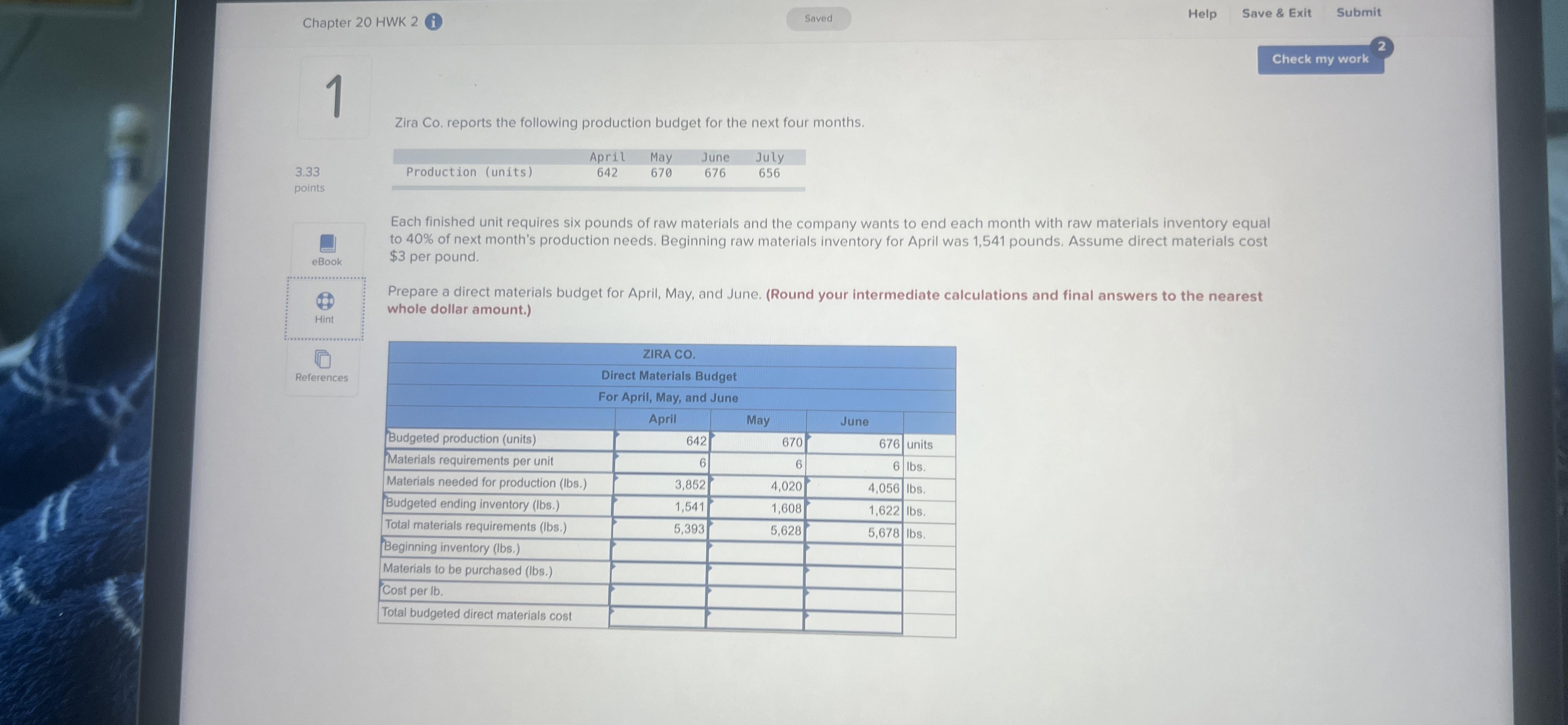 Chapter 2 0 HWK 2 Saved Help Save & Exit Submit 1