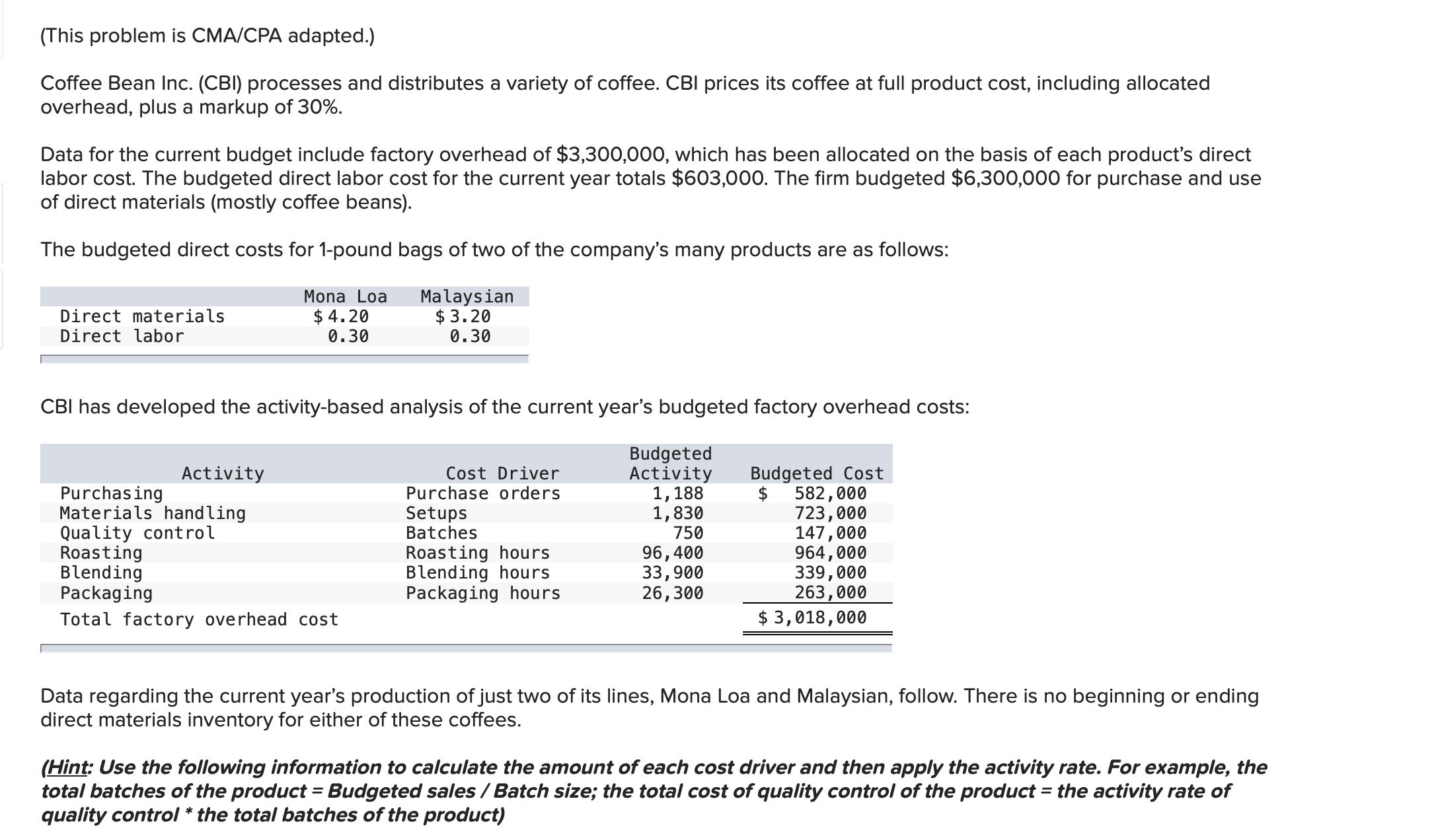 Please show work (This problem is CMA/CPA