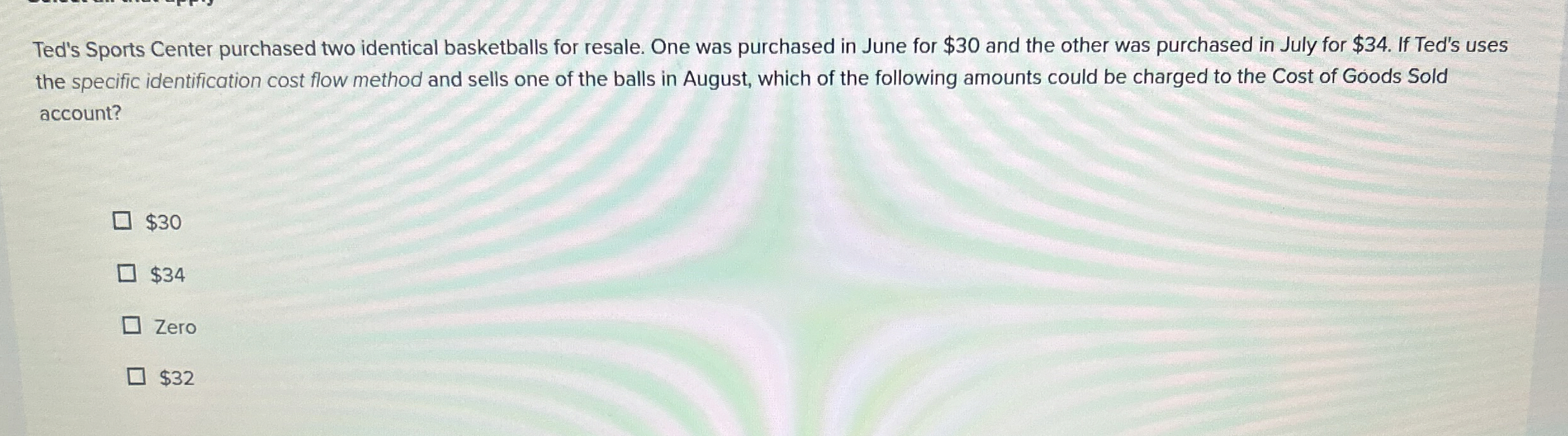 Ted's Sports Center purchased two identical