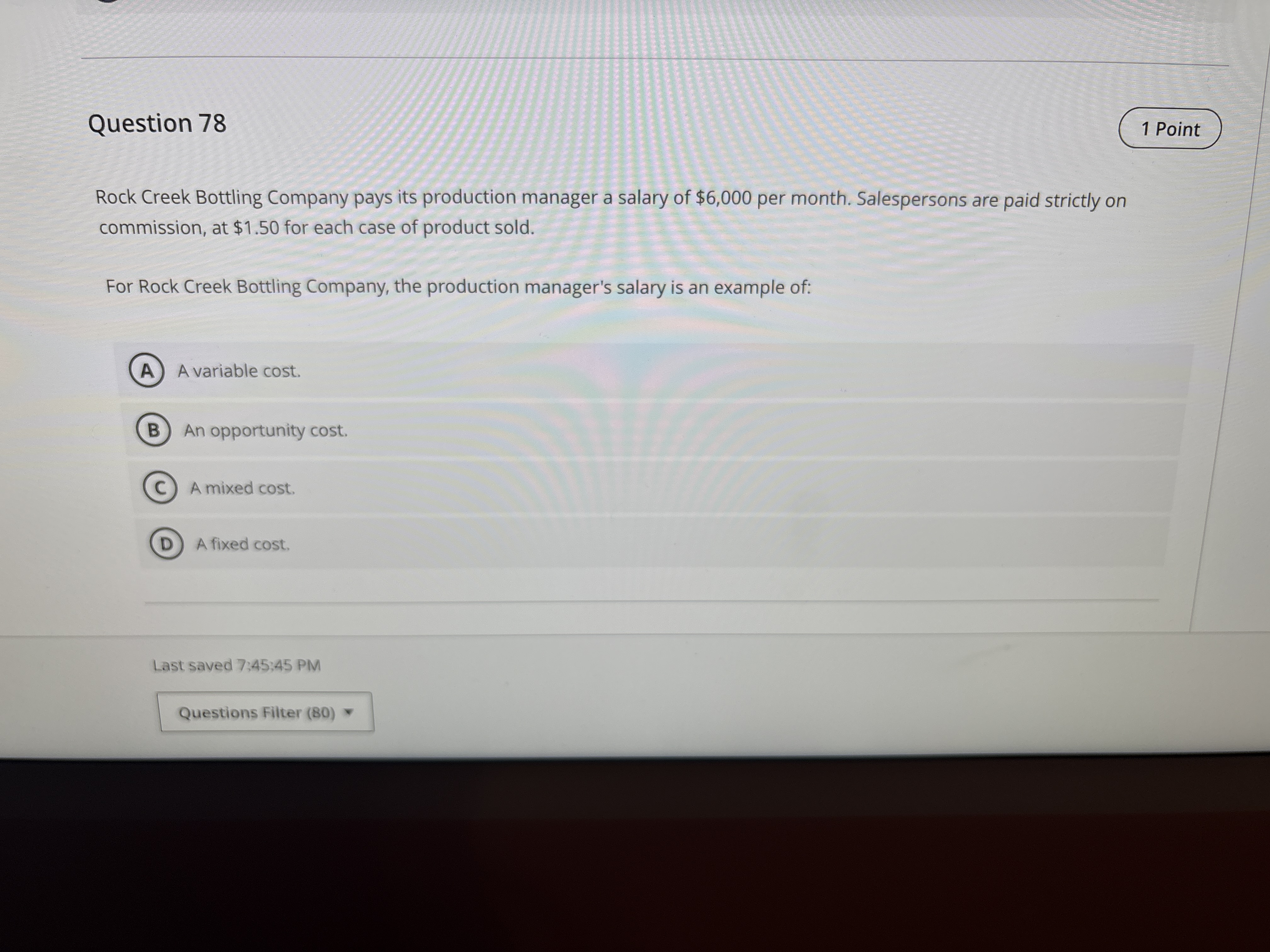 Question 7 8 Rock Creek Bottling Company pays its