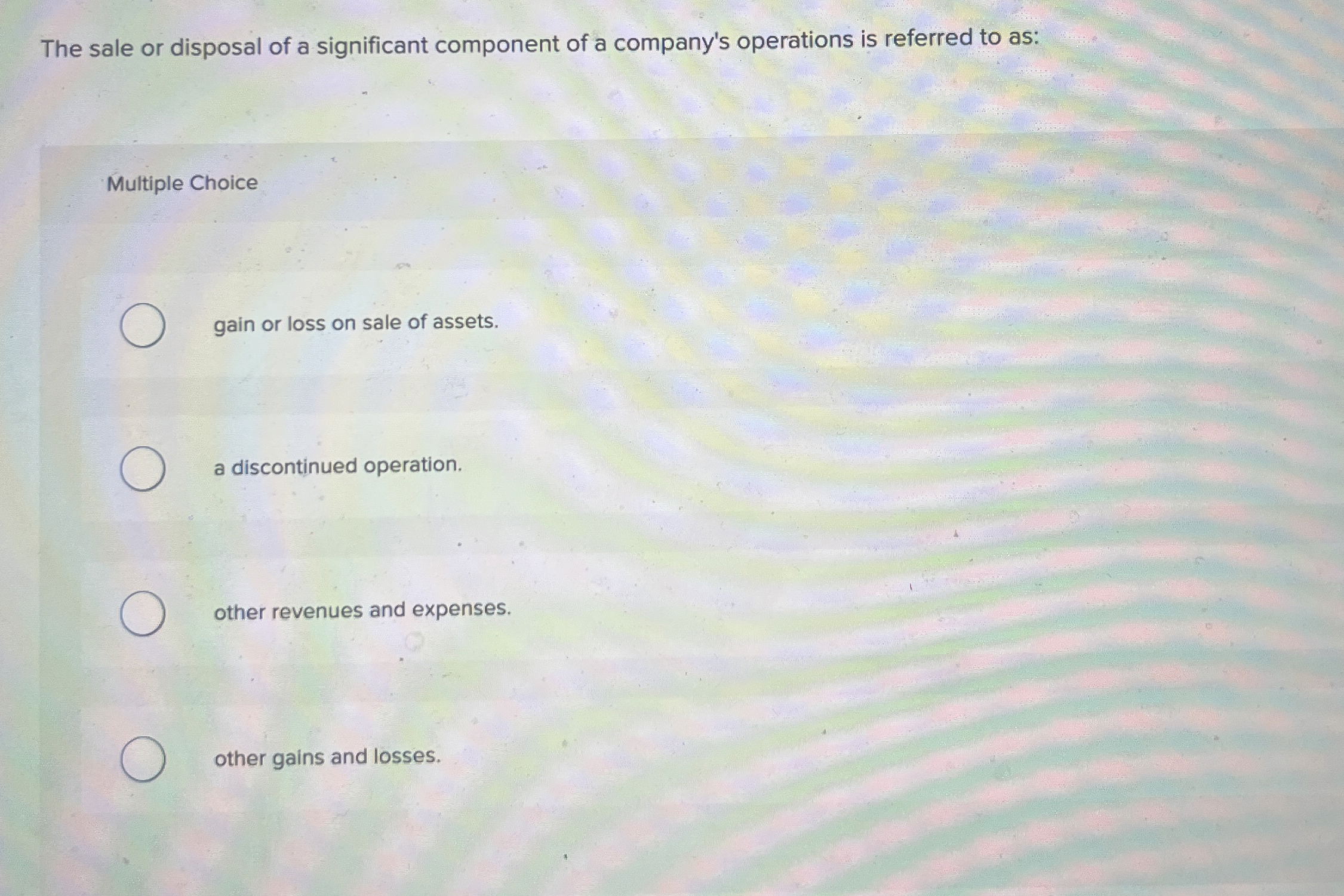 The sale or disposal of a significant component