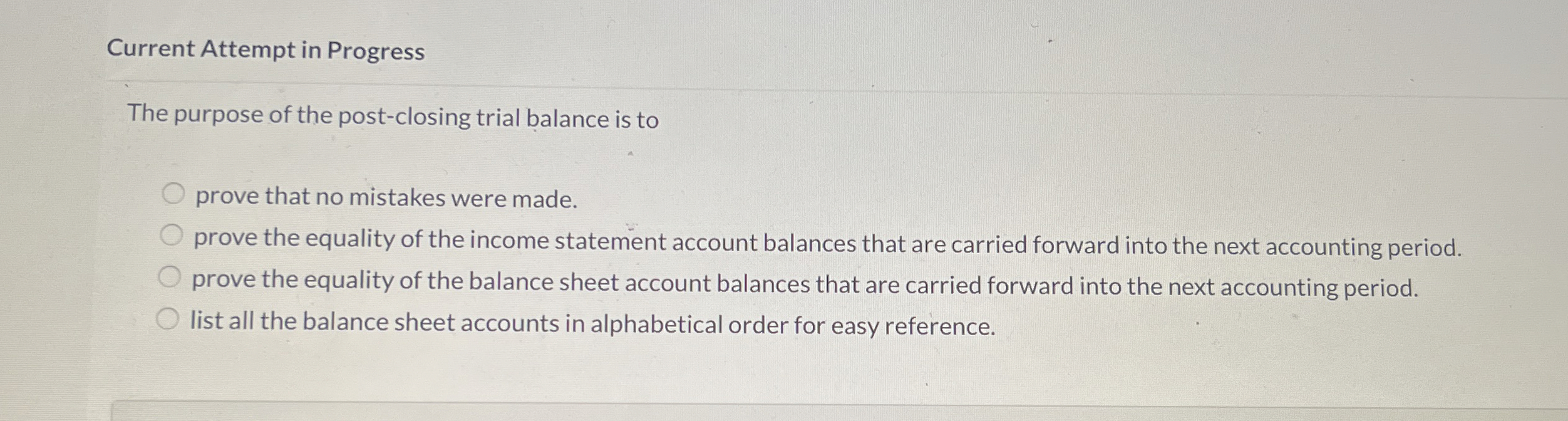 Current Attempt in Progress The purpose of the