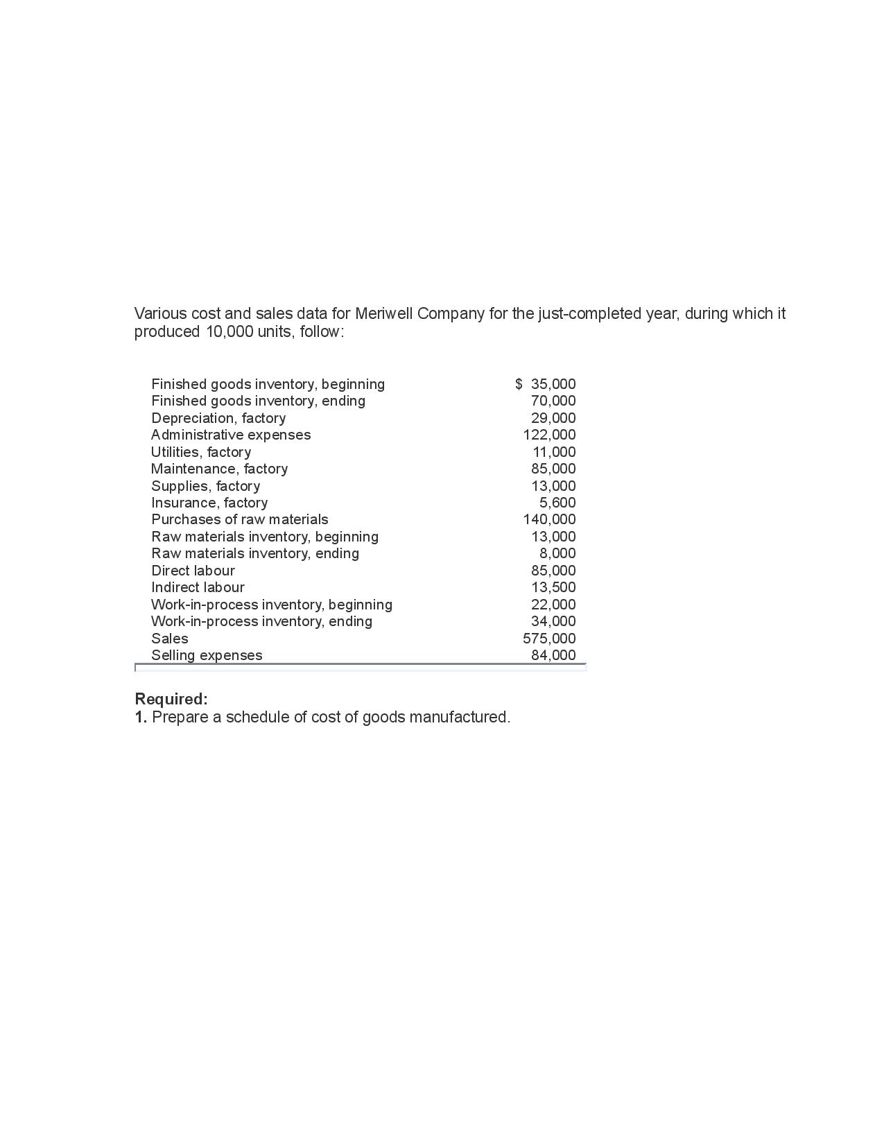 Pls find attached question Various cost and sales