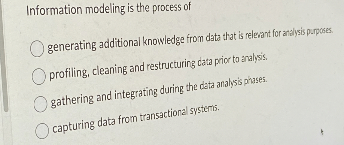 Information modeling is the process of generating