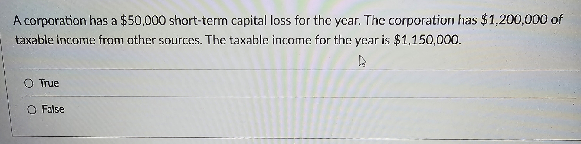A corporation has a $ 5 0 , 0 0 0 short - term