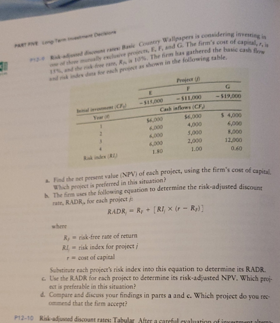 Risk adjusted discount rate:Basic 118-9 Rick