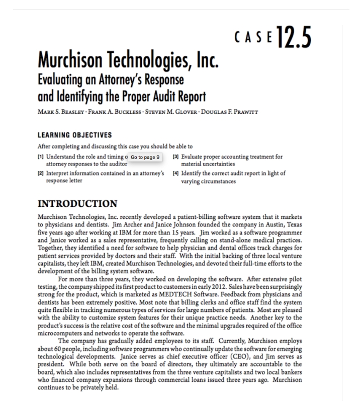 Please help me answer this Case 12.5: Murchison