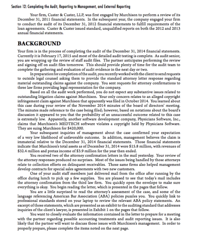 Please help me answer this Case 12.5: Murchison