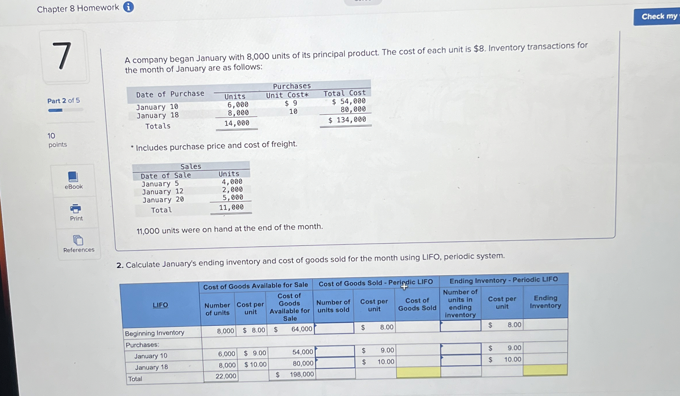 Chapter 8 Homework ( i ) Part 2 of 5 1 0 points A