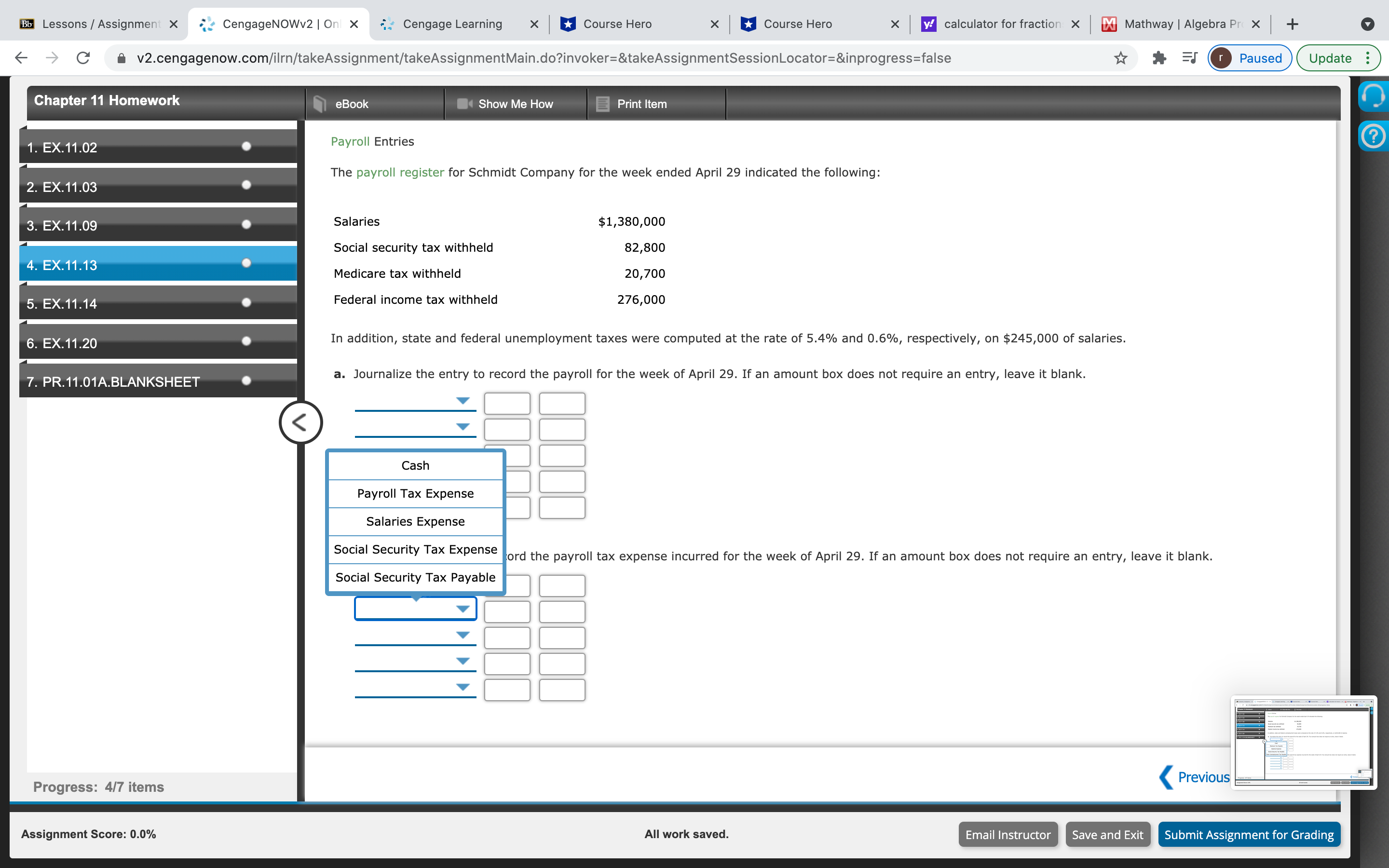 Chapter 11 Homework I need help with Q4 Q5 and Q6