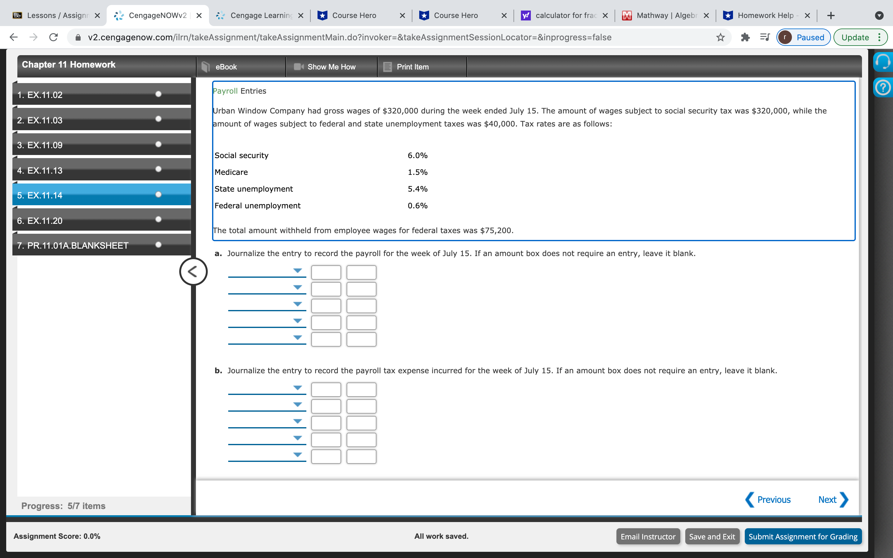Chapter 11 Homework I need help with Q4 Q5 and Q6