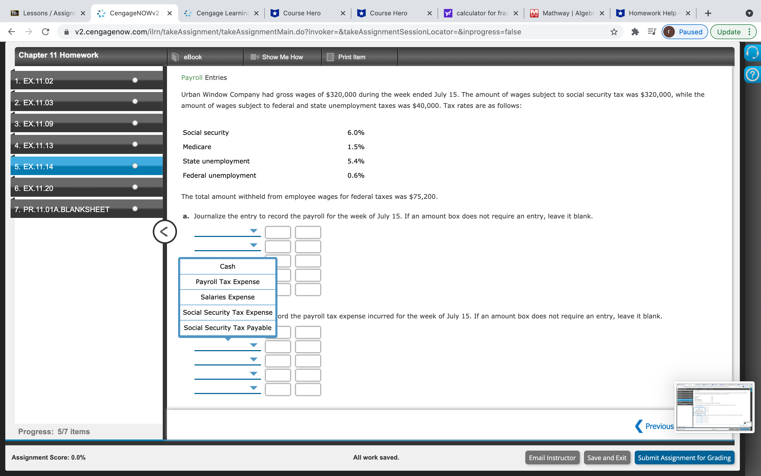 Chapter 11 Homework I need help with Q4 Q5 and Q6