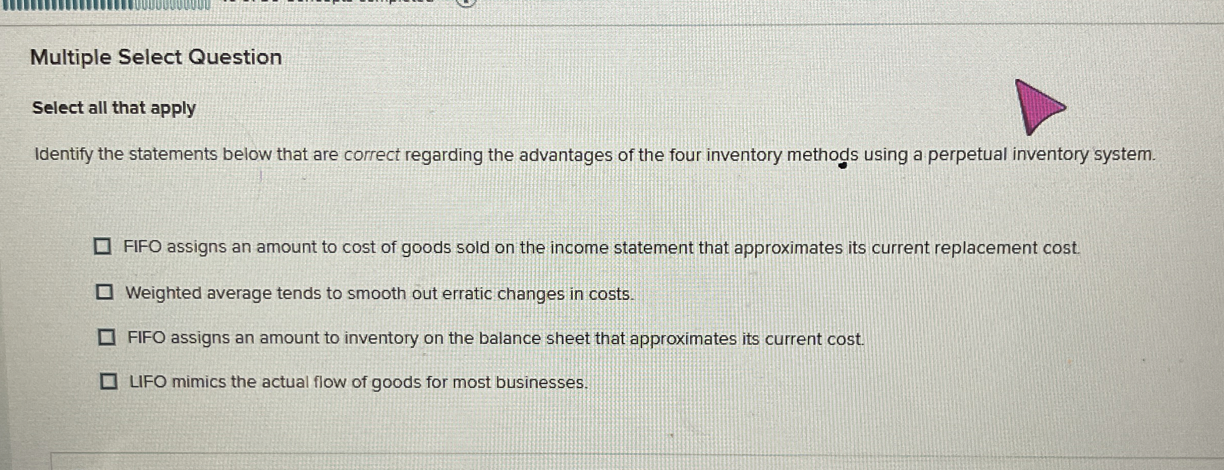 Multiple Select Question Select all that apply