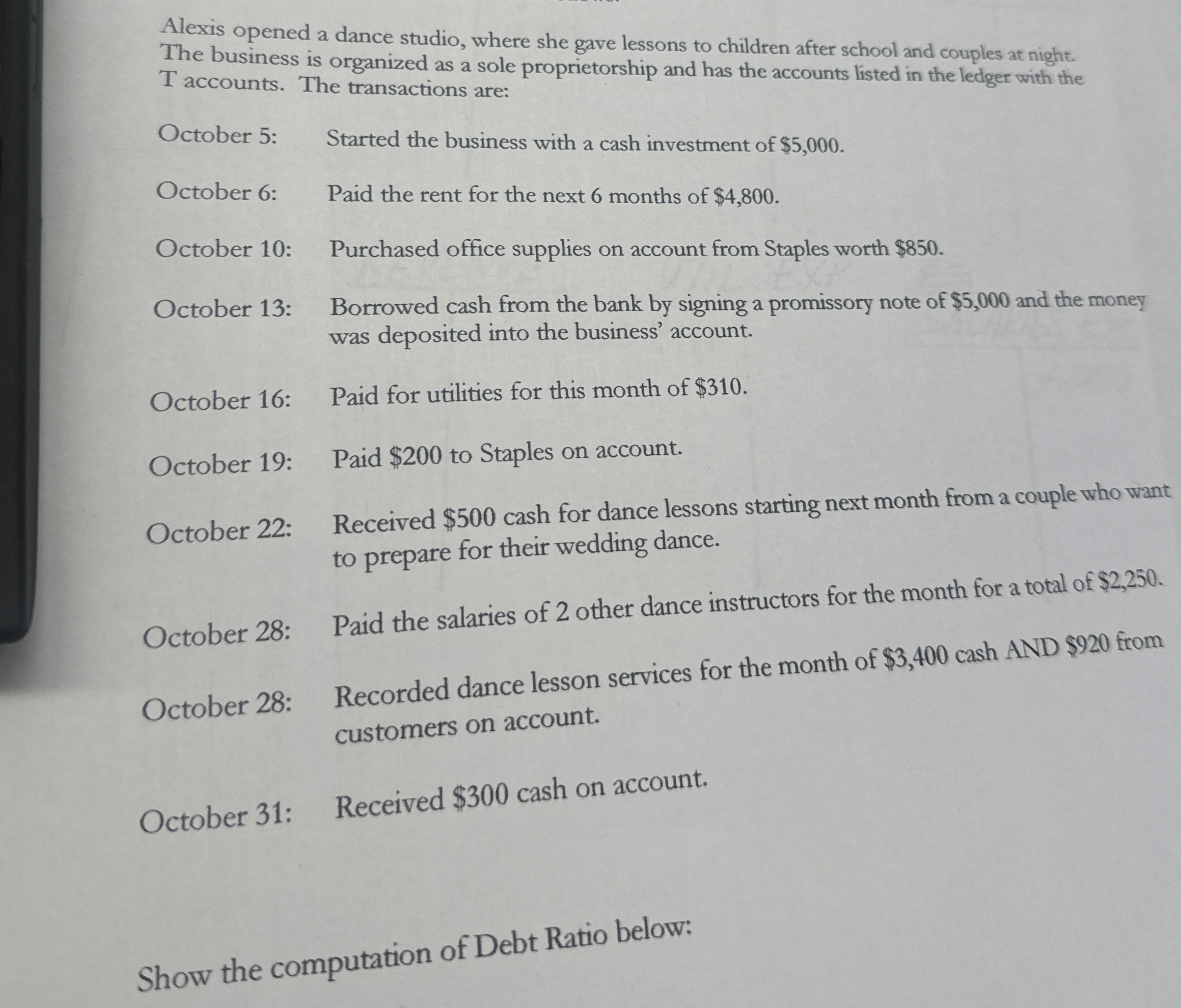 Alexis opened a dance studio, where she gave