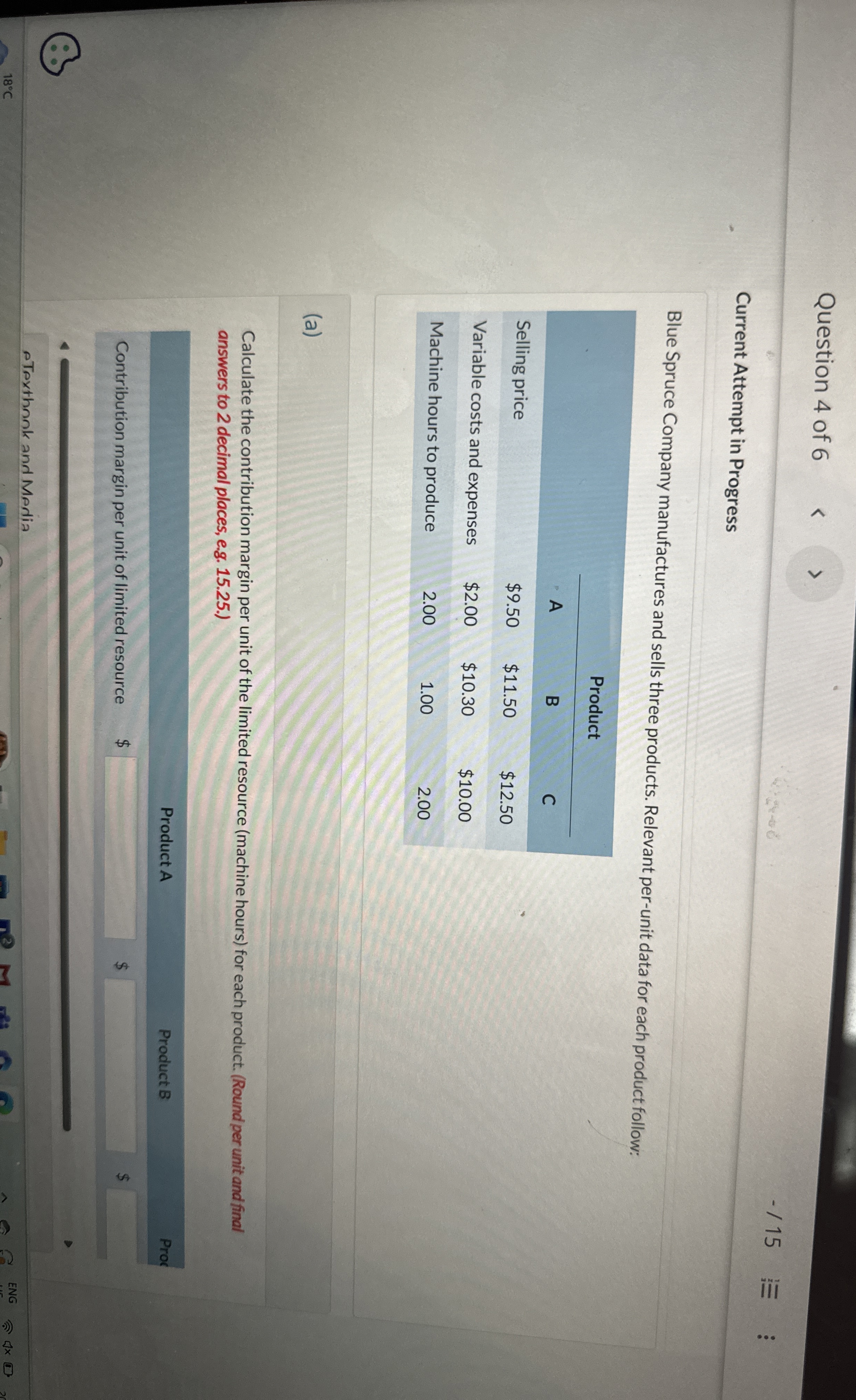 Question 4 of 6 Current Attempt in Progress Blue