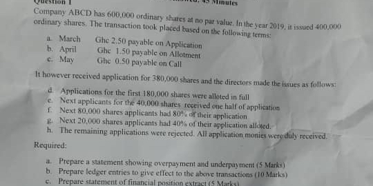 Company ABCD has 6 0 0 , 0 0 0 ordinary shates at