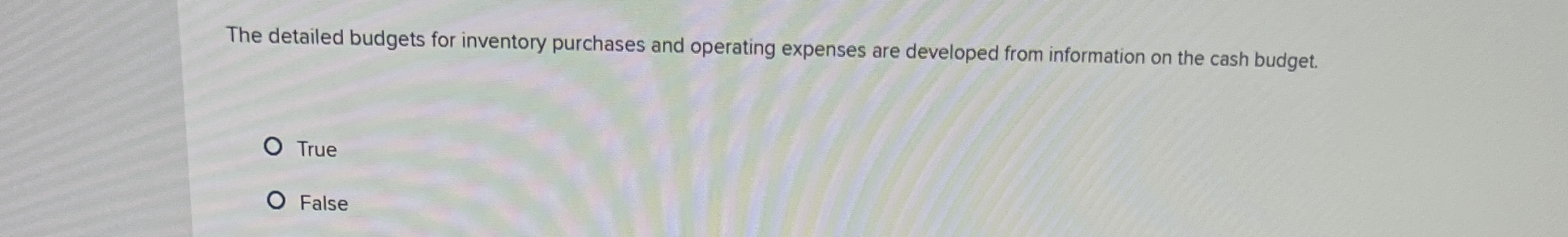 The detailed budgets for inventory purchases and