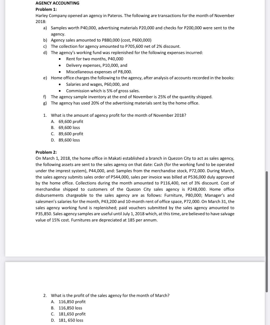 Topic: Agency accounting need solutions please