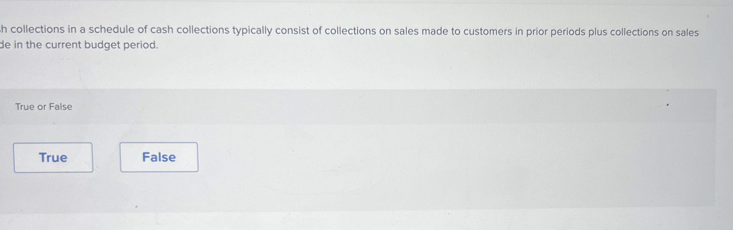 Qh collections in a schedule of cash collections