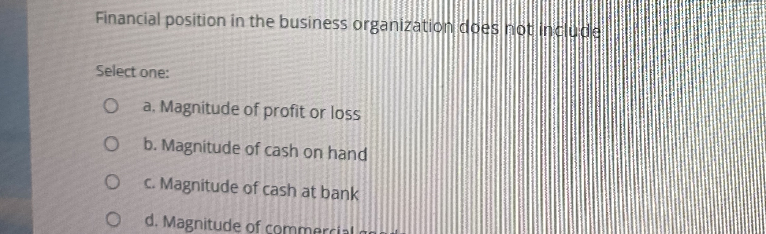 Financial position in the business organization