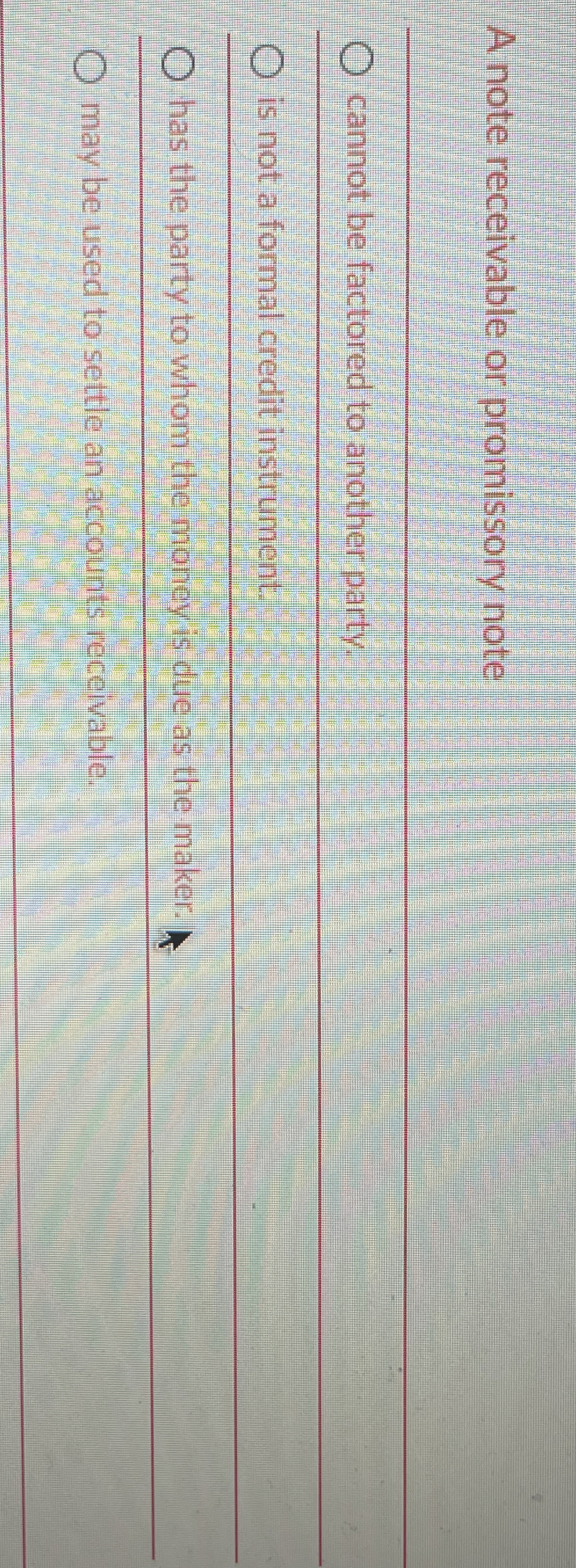 A note receivable or promissory note cannot be