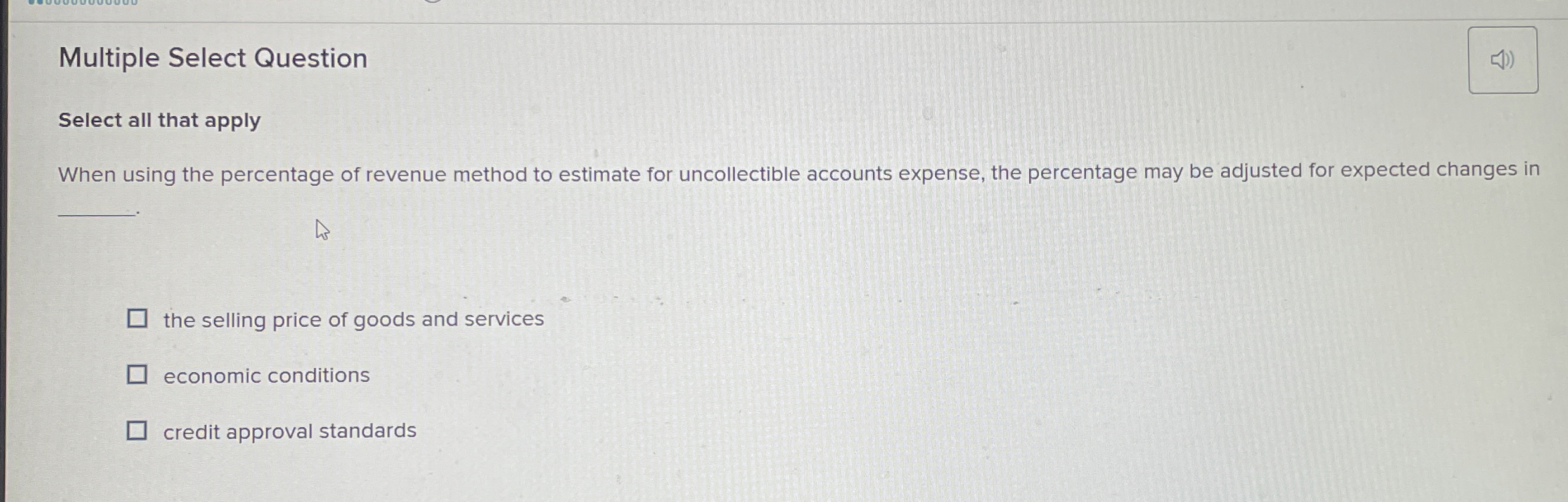 Multiple Select Question Select all that apply