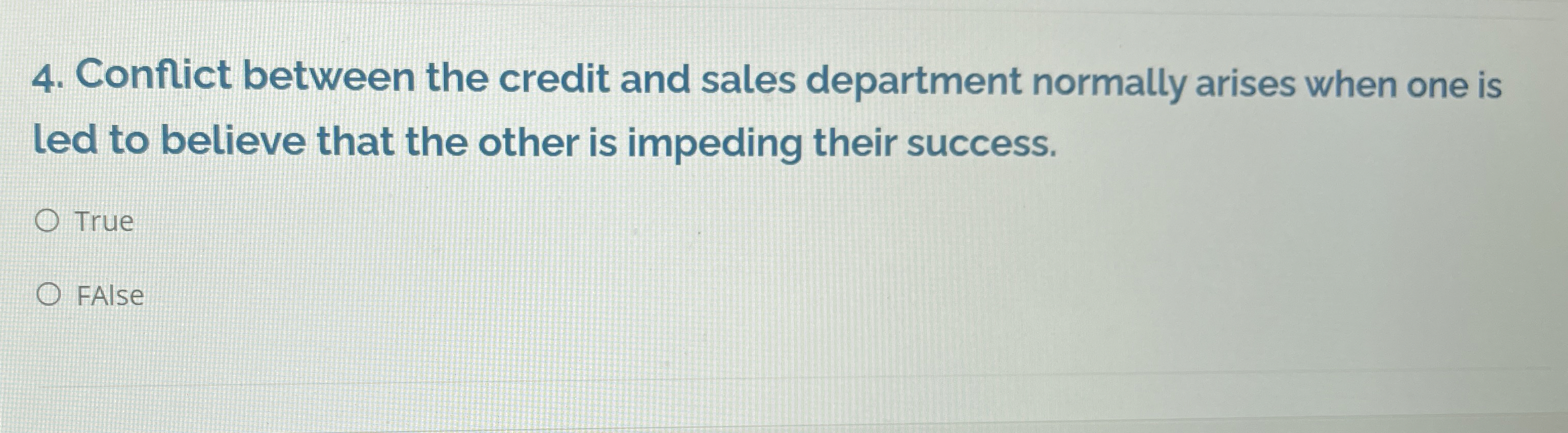 Conflict between the credit and sales department