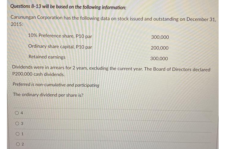 Questions 8-13 will be based on the following