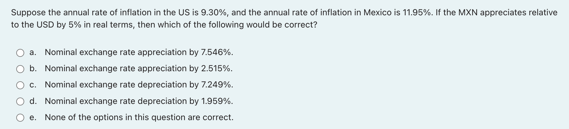 Suppose the annual rate of inflation in the US is