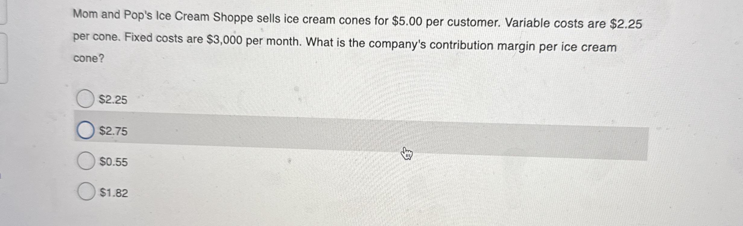 Mom and Pop's Ice Cream Shoppe sells ice cream