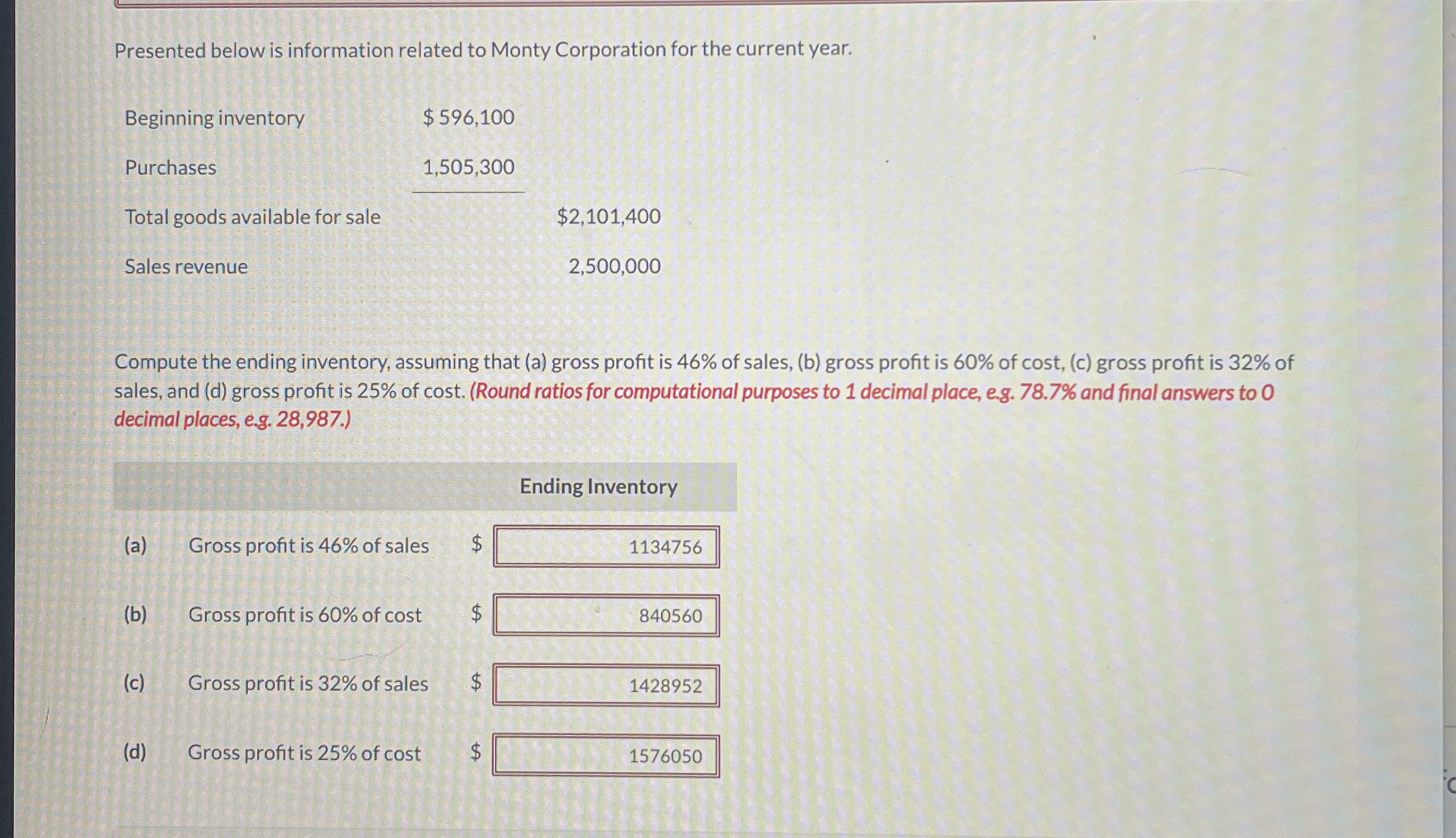 Presented below is information related to Monty