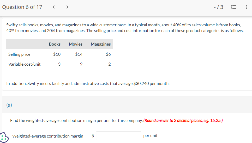 Question 6 of 17' <  style=