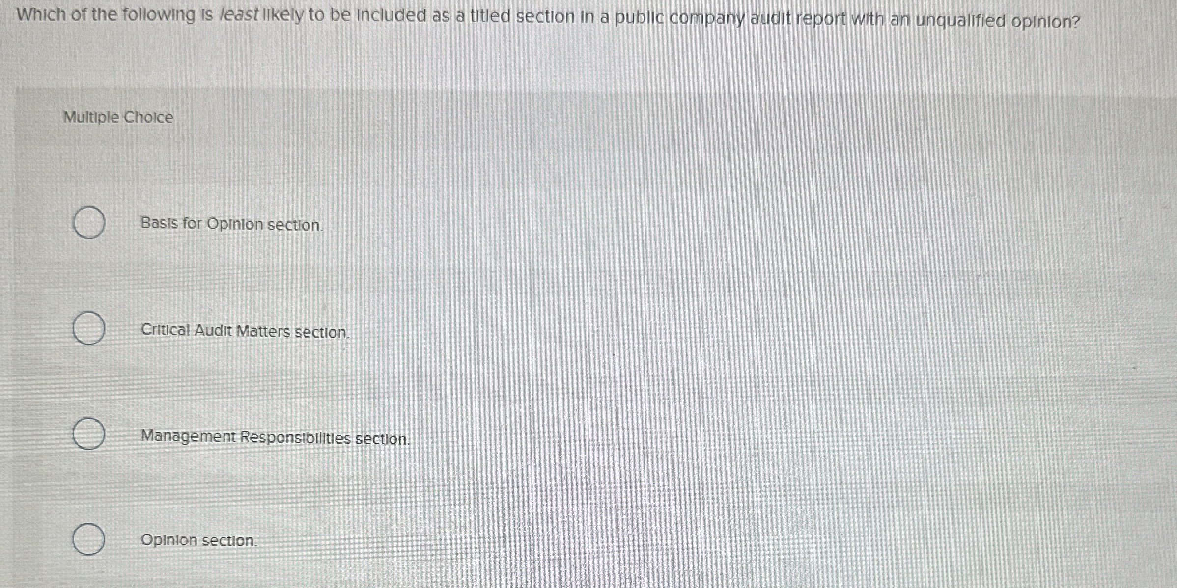 Which of the following is least likely to be