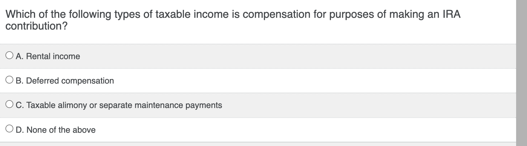 Which of the following types of taxable income is