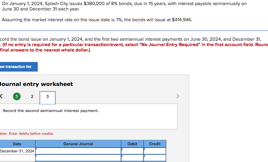 On January 1, 2024, Splash City issues $380,000
