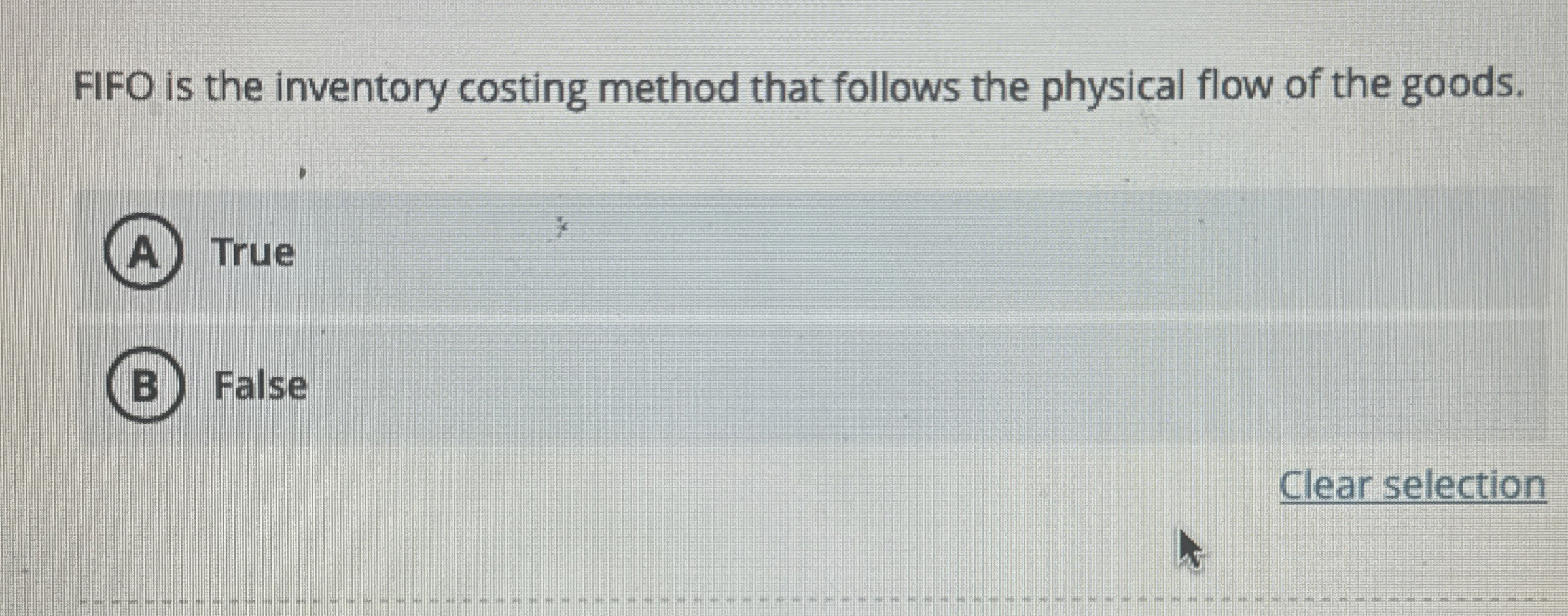 FIFO is the inventory costing method that follows