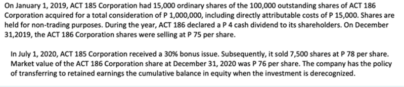 On January 1, 2019, ACT 185 Corporation had