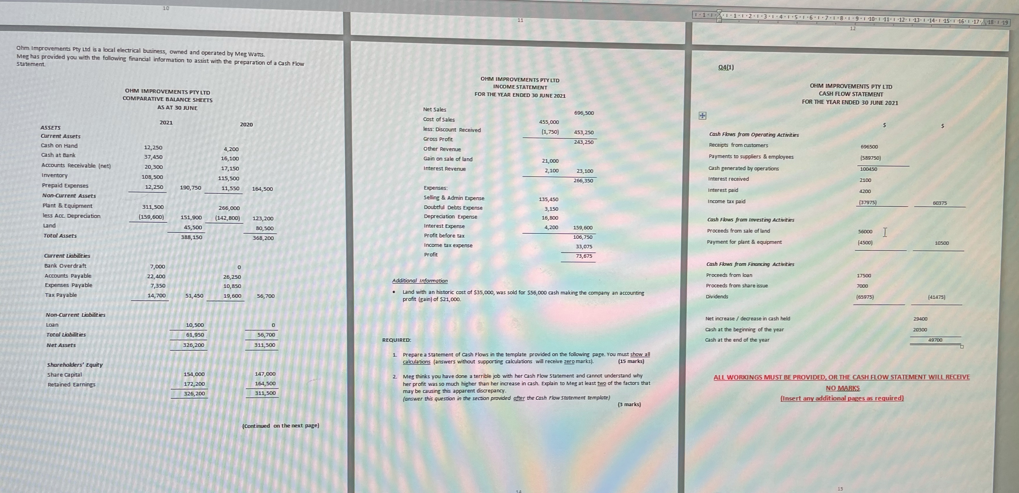 Is my cash flow statement correct 1 . 1 . . 1 . 1