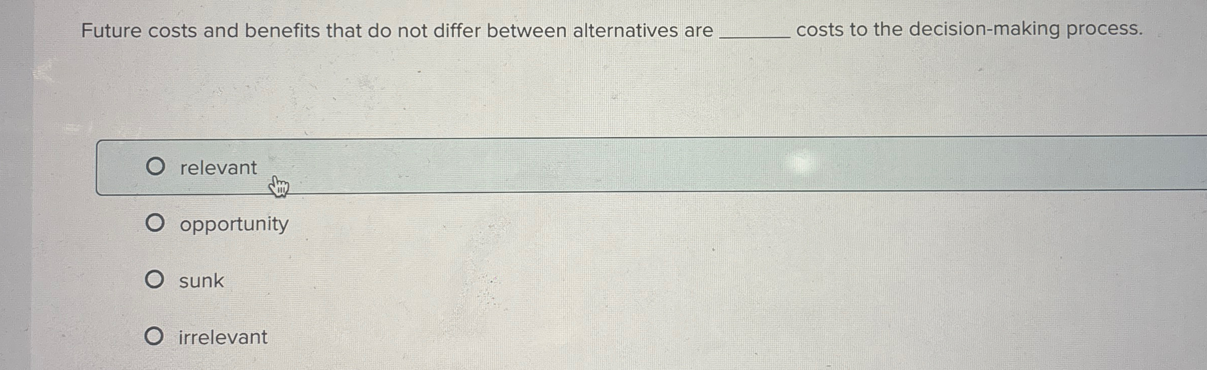 Future costs and benefits that do not differ